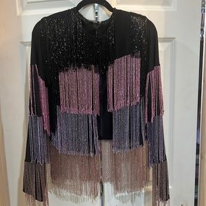Nasty gal sequin fringe jacket